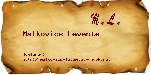 Malkovics Levente névjegykártya